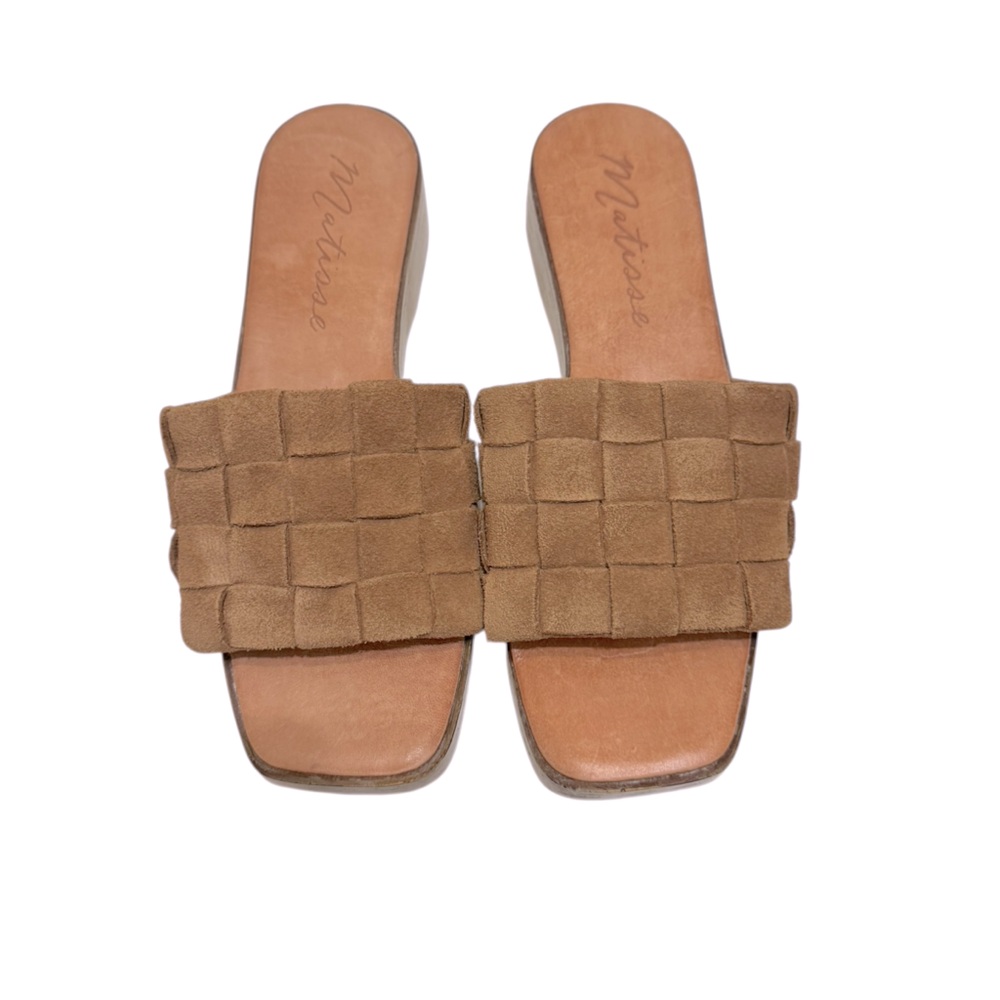 MATISSE Brown Leather‎ “Hamptons ” Basketweave Clogs Sandals, Size 7
